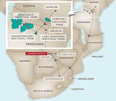 Golden Trails of Africa cruise map